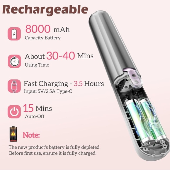 Negative ion cordless curling iron (006) - Picture 3 of 9